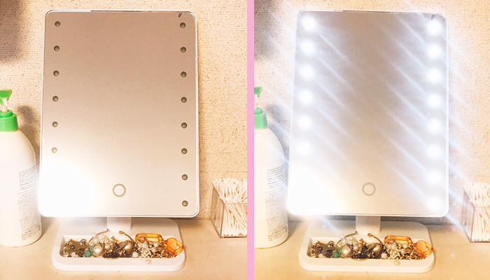 LED卓上ミラー(トレー付き)  税込2,490円（写真:canちゃん）