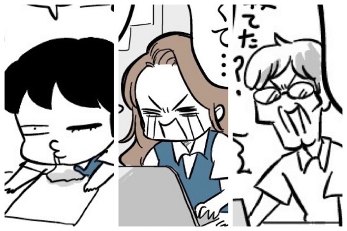 だら先輩、ギャルちゃん、ガリアゴ課長（漫画:若林杏樹）