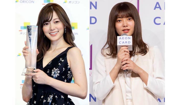 櫻坂46期待の2期生田村（右）は白石（左）と重なる点が多い。彼女が愛されるわけとは…！？／「イオンカード20周年キャンペーン発表イベント」（右）、（C）日刊ゲンダイ（左）