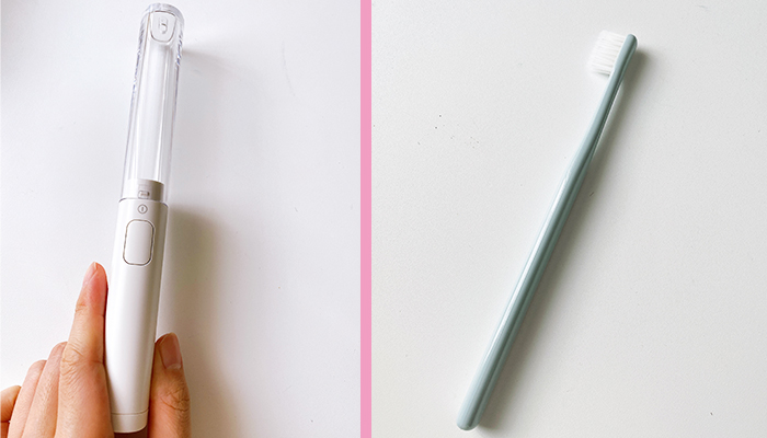 左：音波電動歯ブラシ（歯ブラシ別売） ／¥2,490（税込）  右：歯ブラシ （音波電動歯ブラシ対応）／¥190（税込）（写真:canちゃん）