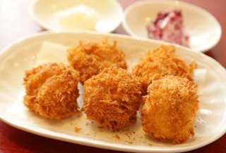 お手軽「ホタテフライのカシスソースとらっきょうタルタル」