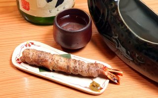 「エビの豚巻焼き」山と海がワイルドに抱き合うぜぇ