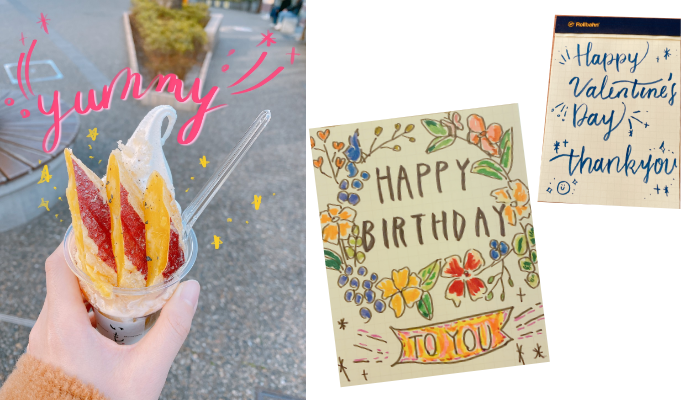 ハンドレタリングの作品たち（写真:canちゃん）