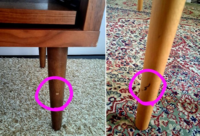 汚れや傷の部分はアップで撮影（ピンクの印は今回の記事用につけました）／（C）コクハク