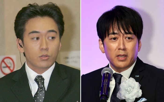 18年前の若かりし安住アナ（右）とTBSテレビ総合編成本部アナウンスセンター局長待遇エキスパート職の現在／（C）日刊ゲンダイ