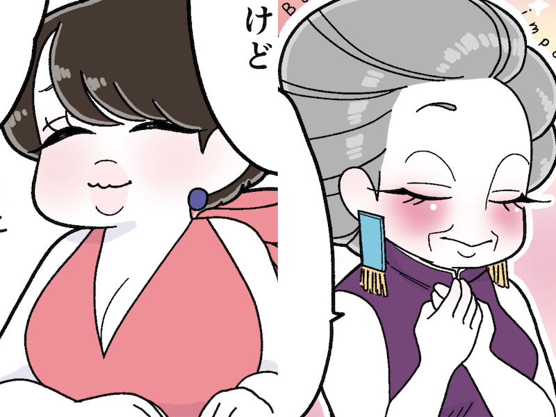 左からマキさん、ママ（漫画:おくげちゃん）