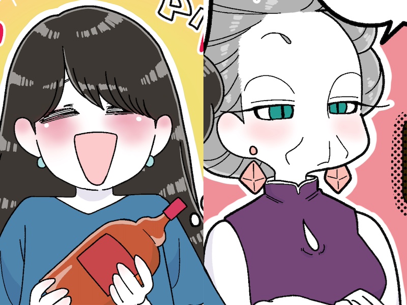 左からモジョ子、ママ（漫画:おくげちゃん）