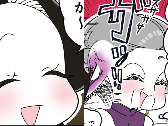 左からコミ、ママ（漫画:おくげちゃん）