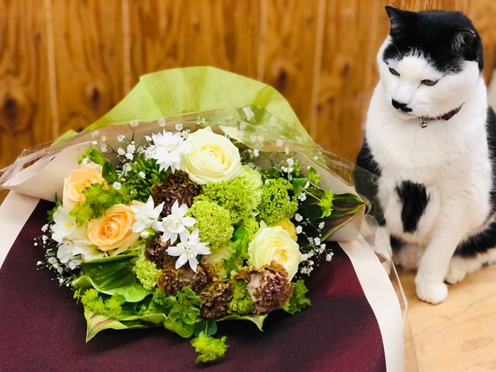 夏の花でまとめたブーケな。涼しげな感じや〜　byさぶ店長／無断転載禁止（C）コクハク