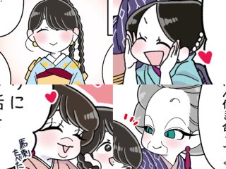 左上から、モジョ子、コミ、マキさん、ママ（漫画:おくげちゃん）